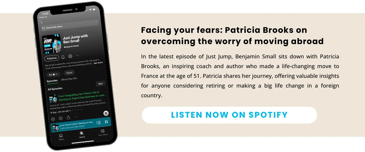 Website podcast banner - Facing your fears Patricia Brooks on overcoming the worry of moving abroad