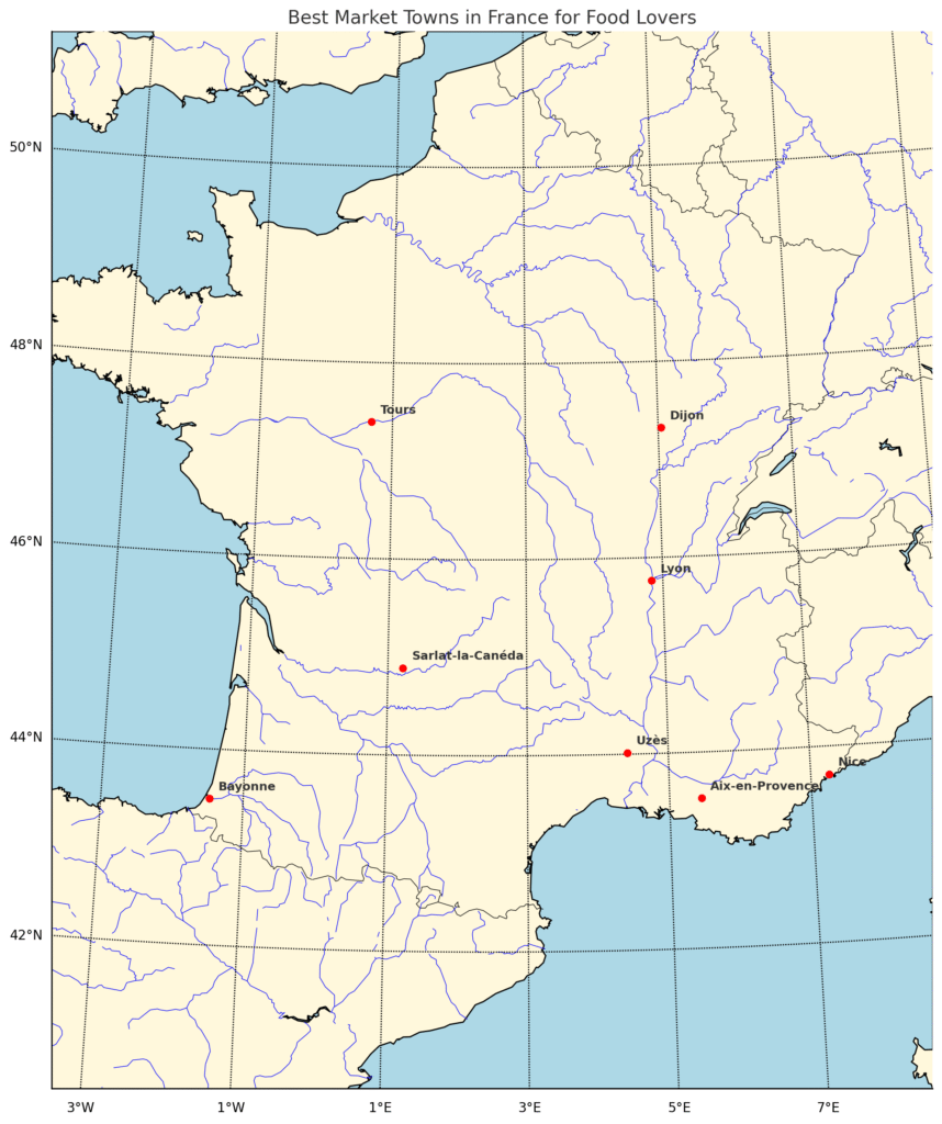Map of the Best Market Towns in France